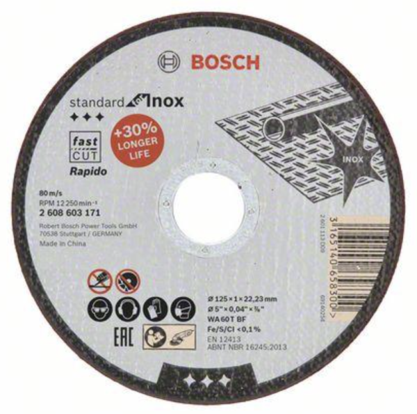 Диск отрезной 125х1.0х22.23 INOX Standart Rapido Bosch Pro